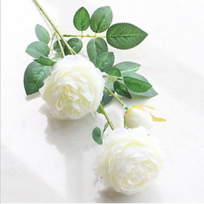 Hoa hồng giả - 2 bông 1 nụ - dài 62cm - Cây giả, hoa lụa trang trí nhà cửa