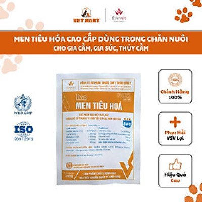 Five-Men Tiêu Hóa - Bổ sung vi sinh vật có lợi, ngừa tiêu chảy, hôi phân 500G_Fivevet