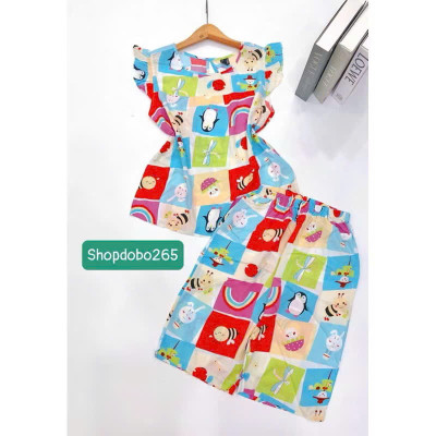 Đồ bộ nữ,đồ ngủ mặc nhà lửng tay cánh tiên vải lanh mềm,mát BL 169 hoạ tiết dễ thương size 45-70kg.