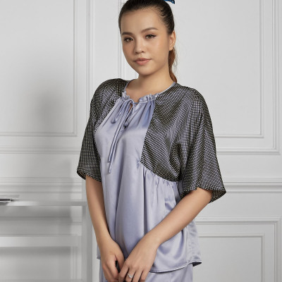 Đồ Bộ Nữ Mặc Nhà Pijama Ngắn Lụa Hàn Maxivic, La Mộc MM112121