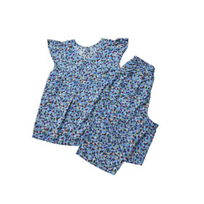 Đồ bộ nữ, đồ ngủ mặc nhà lửng cổ vuông phối ren F21 tay cánh tiên vải lanh BL161 họa tiết dễ thương size 45-70kg.