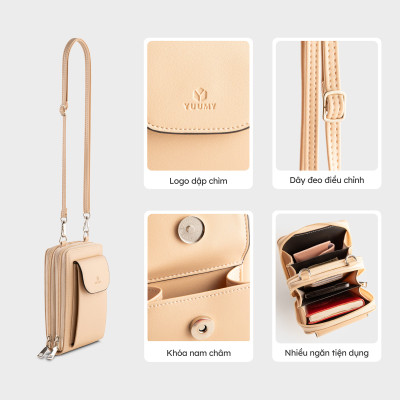 Túi Yuumy ( Thời trang nữ phối ngăn nắp gập mini - Túi đeo chéo da Seasand YN245 )
