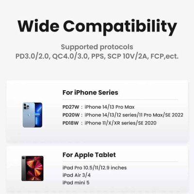 Ugreen UG15329CD319TK 30W Bộ sạc nhanh Nexode GaN USB Type-C PD3.0 qc4.0 Màu Trắng chuẩn cắm US - HÀNG CHÍNH HÃNG