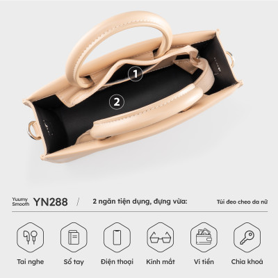 Túi Yuumy ( Thời trang nữ phối quai xách size 21 - Túi đeo chéo da Smooth YN288 )