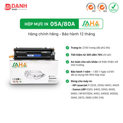 Hộp mực in SAHA 05A/80A cho máy in HP, Canon - Hàng chính hãng