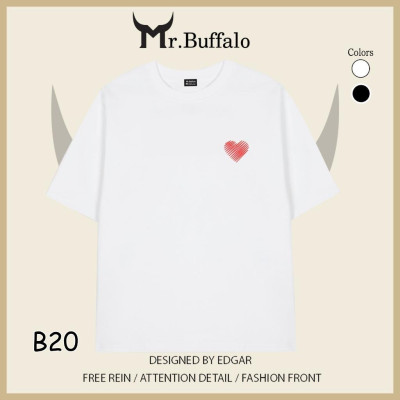 Áo Thun Đôi, Cặp Mr.Buffalo "Trái tim" Tshirt Cotton 100% có bigsize Unisex Local Brand B20