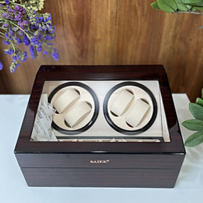 [BH 2 Năm Động Cơ] Hộp Đựng Đồng Hồ Cơ 4 Xoay Và 6 Trưng Bày Gỗ Sơn Bóng