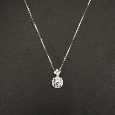 Dây Chuyền Bạc Nữ Đính Đá CZ Cao Cấp Dây Vuông Bạc Hiểu Minh DMD558