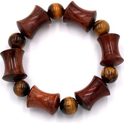 Vòng tay chuỗi hạt gỗ hồng hình ống tre HMS3