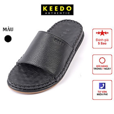 Dép da nam quai ngang da bò thật KD5518