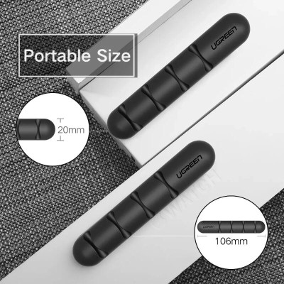 Ugreen UG50257LP114TK Màu Đen Gá đỡ kẹp dây sạc cao su 4 Khe - HÀNG CHÍNH HÃNG