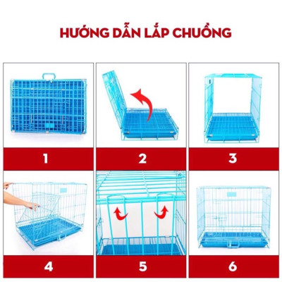 Chuồng nuôi nhốt chó mèo dạng gấp gọn -LỒNG SƠN TĨNH ĐIỆN XUẤT KHẨU NAN DÀY (màu ngẫu nhiên) SunzinSD