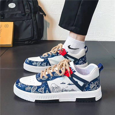 Giày Sneakers Nam Laceva Hoạ Tiêt Vintage, Dây Vặn Thừng Trẻ Trung Mã G01
