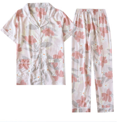 Bộ Đồ Pijama Mặc Nhà Ngắn Tay Azuno BN2706 Chất Liệu Cotton Lụa Nhẹ Mát Cho Mùa Hè