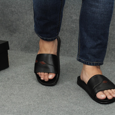 Dép quai ngang nam da bò MLS05 | Anh Tho Leather