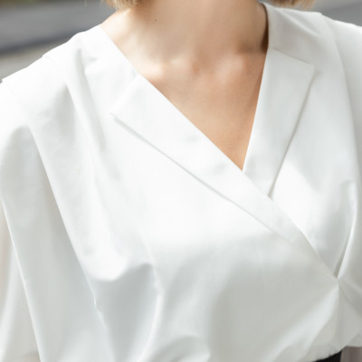  Áo sơ mi vai chờm có đệm Bianca thiết kế cao cấp WHITE CHIC