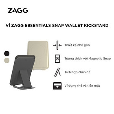 Ví ZAGG Essentials Snap Wallet Kickstand, tương thích từ tính, bảo hành 12 tháng - Hàng chính hãng