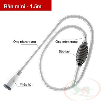 Bộ hút cặn thay nước bể DIY bóp tay vệ sinh hồ cá tép cảnh thủy sinh