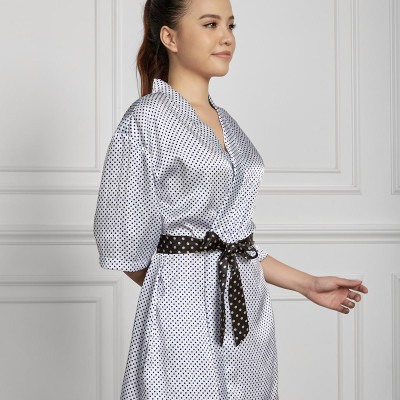 Đồ Bộ Nữ Mặc Nhà Pijama Ngắn Buộc Eo Lụa Hàn Maxivic, La Mộc - MM112119