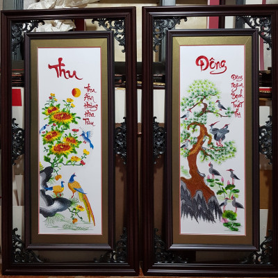 TRANH THÊU - TÙNG CÚC TRÚC MAI ( BỐN MÙA BÌNH AN)