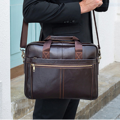 Túi xách nam da bò thật cao cấp phong cách mới 15,6"