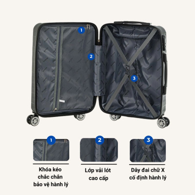 Vali Du Lịch LUG SATACO S20/S24/S28 MD24185 Nhựa ABS Hạn Chế Trầy Xước, Khóa Số Bảo Mật An Toàn