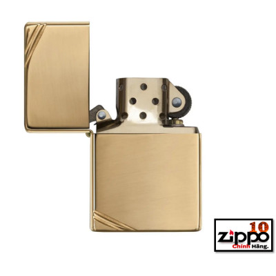 Bật lửa Zippo 270 (vàng bóng góc) High Polish Brass Vintage with Slashes 270 - Chính hãng 100%
