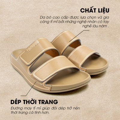 Dép Quai Ngang Nam Da Bò Nappa Cao Cấp Tomoyo TMD308
