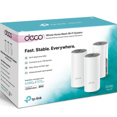 Bộ Phát Wifi Mesh Băng Tần Kép TP-Link Deco E4 AC1200 MU-MIMO (3-pack) - Hàng Chính Hãng