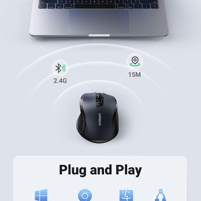 Ugreen UG90545MU006TK 4000DPI 2.4G Chuột không dây im lặng - Silent công thái học 5 cấp độ 4000 DPI 6 nút - HÀNG CHÍNH HÃNG