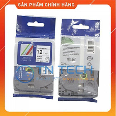 Nhãn In HZE-231 - Đen nền trắng 12mm x 8m - Dùng cho máy in BROTHER - AIMO - PUTY [Hàng nhập khẩu]