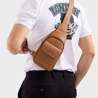 Balo Lata ( Thời trang nam đi chơi cỡ trung - Balo đeo chéo da BALC26 )