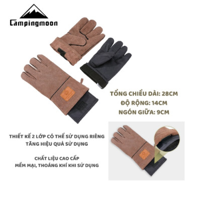 Găng tay da bò chịu nhiệt dã ngoại Campingmoon Q28