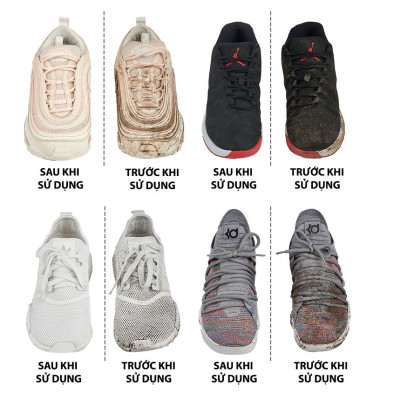 Bộ Vệ Sinh Giày Dép Làm Sạch Chuyên Sâu Giặt Giày gồm 1 bình xịt tạo bọt dung tích 150ml, 1 khăn mềm, 1 bàn chải mềm