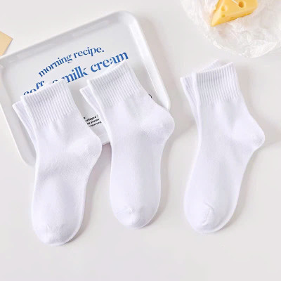 Combo 7 đôi tất vớ nam nữ cổ ngắn 3B trắng học sinh phong cách Hàn Quốc màu trắng