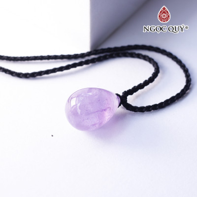 Mặt dây chuyền hình giọt nước đá thạch anh tím lavender 15x22mm mệnh hỏa. thổ - Ngọc Quý Gemstones