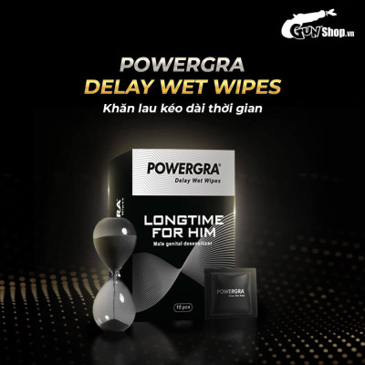 Khăn lau mini đa năng hỗ trợ nam giới Powergra Wet Wipes - Hộp 10 cái