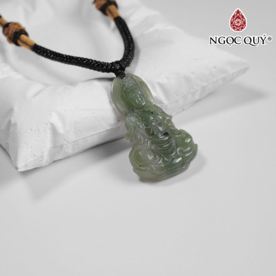 Mặt dây chuyền phật bà đá ngọc bích 35x22mm mệnh mộc, mệnh hỏa - Ngọc Quý Gemstones