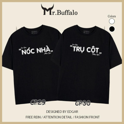 Áo đôi tay lỡ unisex cute Nóc Nhà - Trụ Cột CP29 - CP30 Mr.Buffalo