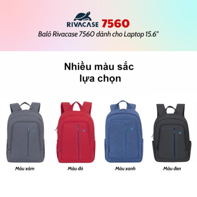 Balô Rivacase 7560 Dành Cho Laptop 15.6" - Hàng Chính Hãng - Bảo Hành 24 Tháng