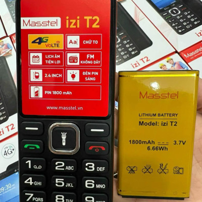 Điện thoại Masstel izi T2 4G(LTE), Màn hình 2.4 inch, Đèn pin siêu sáng, Loa to - Hàng chính hãng