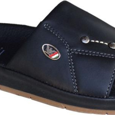 Dép nam quai ngang Trường Hải một bản da bò thật đế kếp mềm dẻo không trơn QN0421