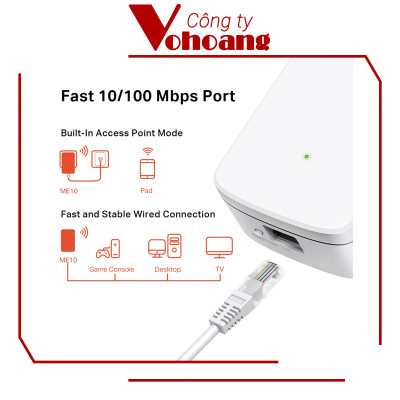 Bộ Kích Sóng Wifi Repeater Mercusys ME10 Chuẩn N Tốc Độ 300Mbps - Hàng Chính Hãng