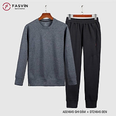 Bộ quần áo nam FASVIN AD24645+DT24645.HN vải thun xốp thể thao cao cấp hàng nhà máy chính hãng