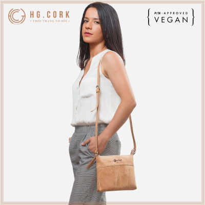 Túi Đeo Chéo Nữ Cao Cấp - CROSSBODY PURSE - HGcork Corkor CK158 - Vật liệu da cork thực vật thuần chay - Sản phẩm Handmade, Sản xuất tại Bồ Đào Nha
