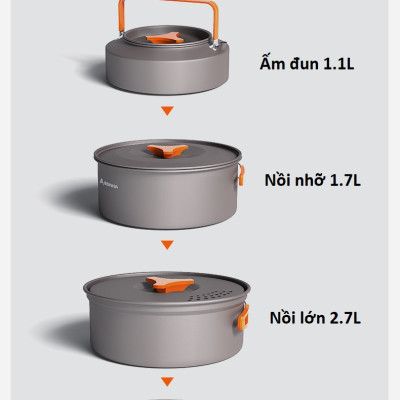 Bộ nồi nấu ăn cắm trại dã ngoại du lịch xếp gọn SK066