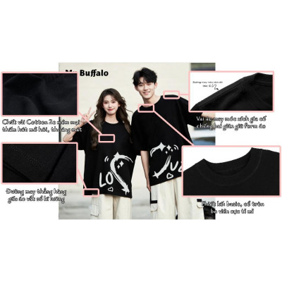 Áo Thun Đôi, Cặp Mr.Buffalo "Love" Tshirt Cotton 100% có bigsize Unisex Local Brand B21B22