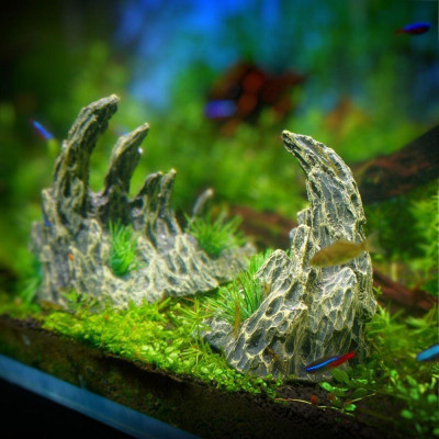 Mô Hình layout Hẻm Núi Đá trang trí bể cá, tiểu cảnh, non bộ. teranium  chất liệu bột đá đen Ninh Bình