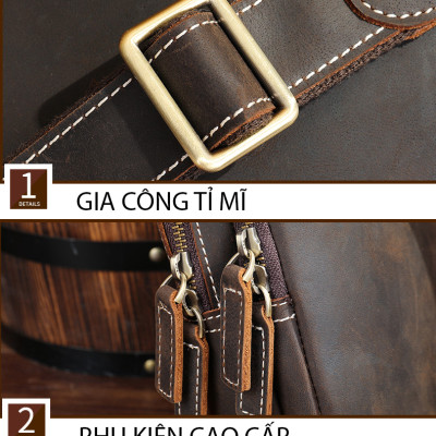 Túi đeo chéo nam DA BÒ THẬT – BEE GEE DCN9345