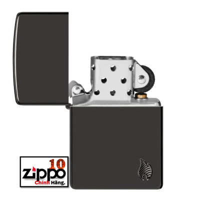 Bật lửa Zippo 46402 Armor High Polish Black Flame Design - Chính hãng 100%